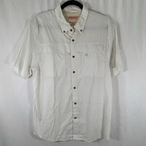 Coleman Fishing Shirt Men's Large White Short Sleeve Button Down Pockets